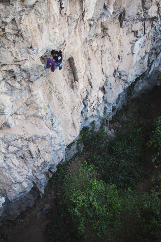 Mean on La Roca (8a), Nam Pha Pa Yai Camp. Photo By Ben Grasser.