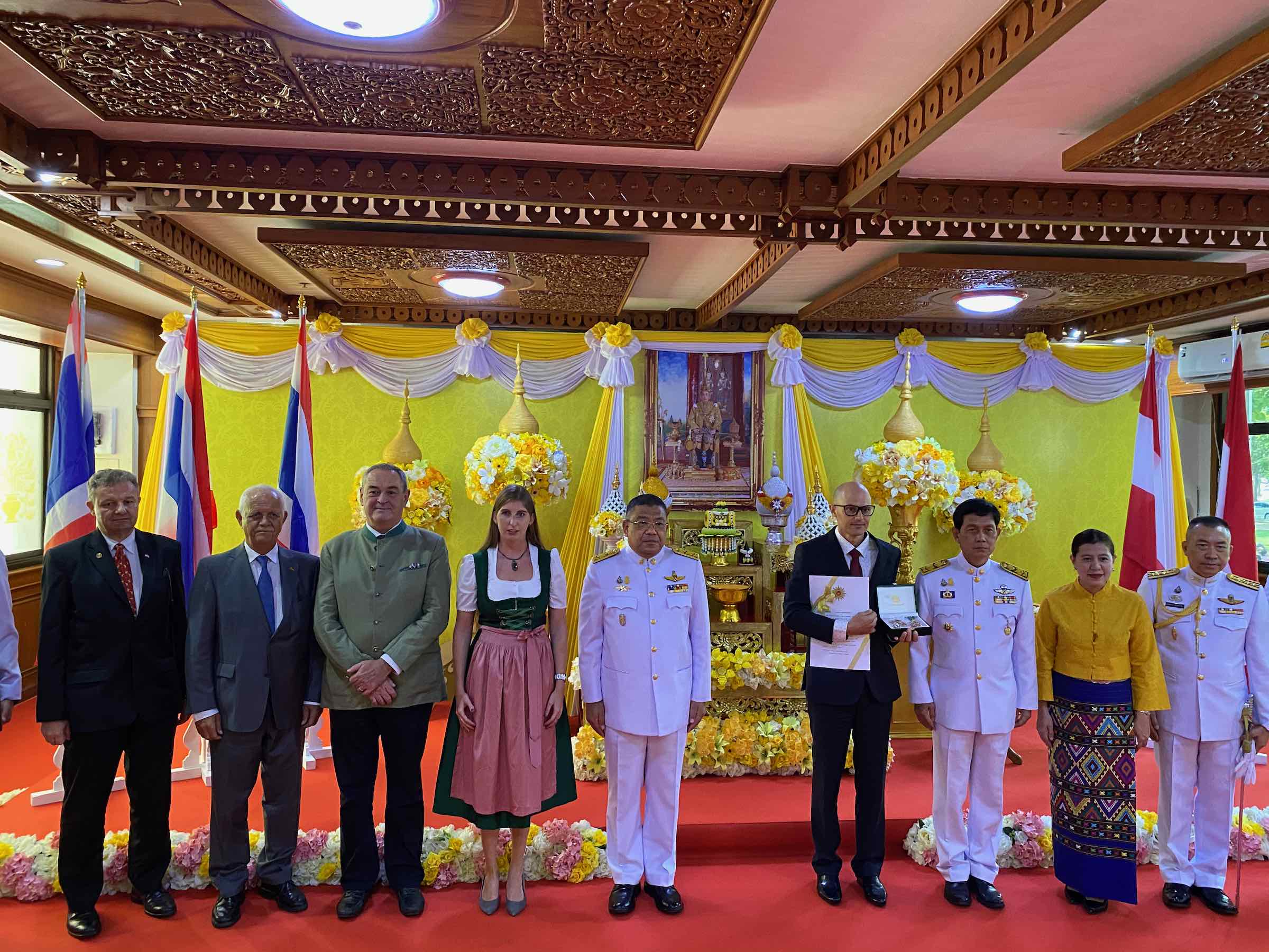 CMRCA team member Mario Wild receives royal decoration from the Thai government presented by the Governor of Chiang Mai for his effort during the Tham Luang Thai Cave Rescue